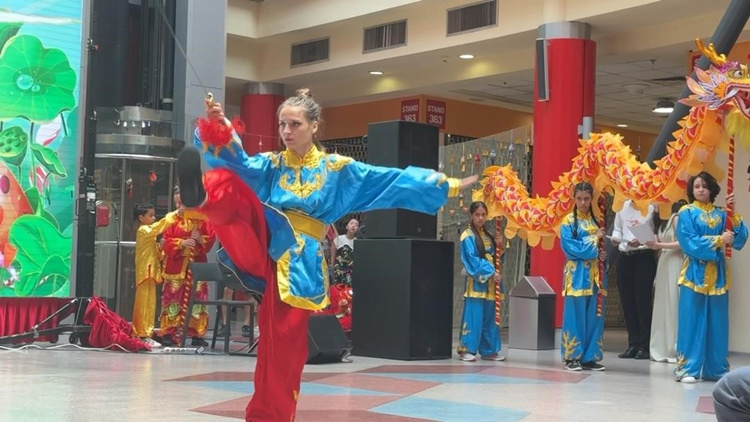 罗马尼亚人舞龙舞狮队进行精彩表演。中国驻罗马尼亚大使馆领侨处供图