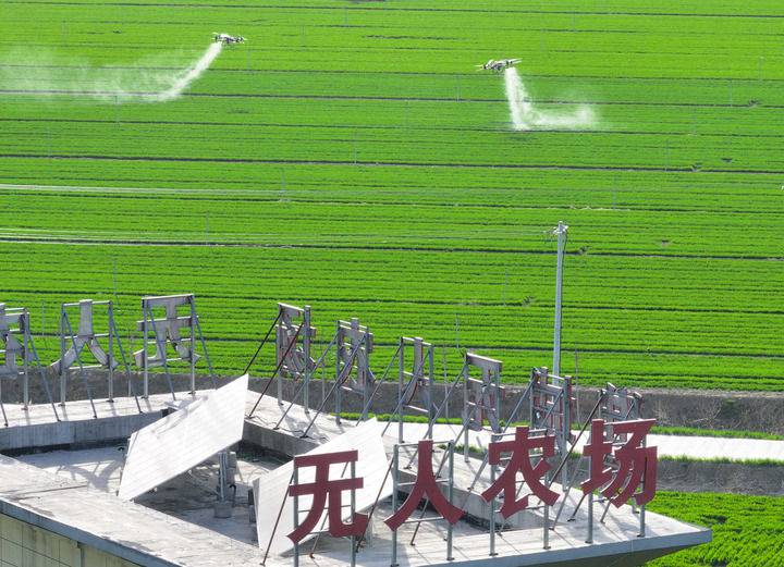 2024年3月19日，在安徽省亳州市谯城区赵桥乡双楼村的无人农场，农业无人机按照事先设定好的线路进行作业（无人机照片）。新华社记者 杜宇 摄